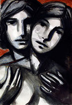 DIbujos e ilustraciones figurativos simbolistas, técnica mixta